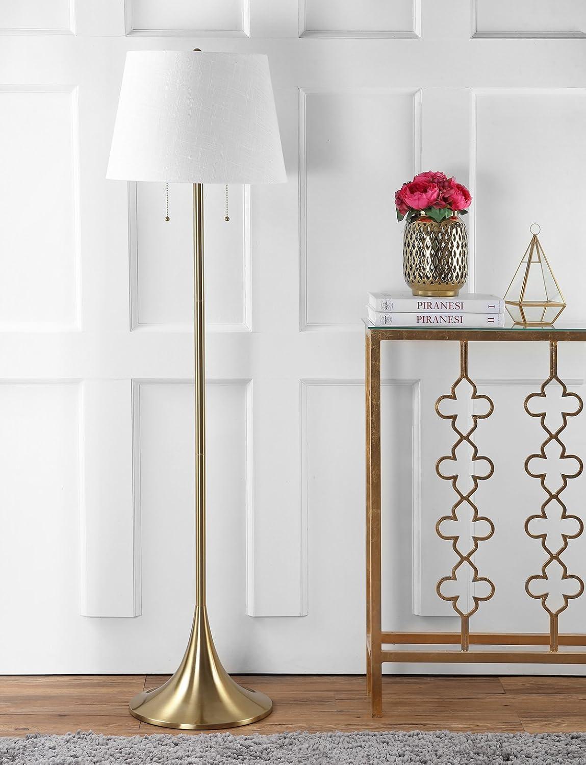 imageJONATHAN Y JYL3001A Amelia 63quot Metal LED Floor Lamp Modern Contemporary Glam Elegant Office Living Room Family Room Dining Room Bedroom Hallway Foyer Brass