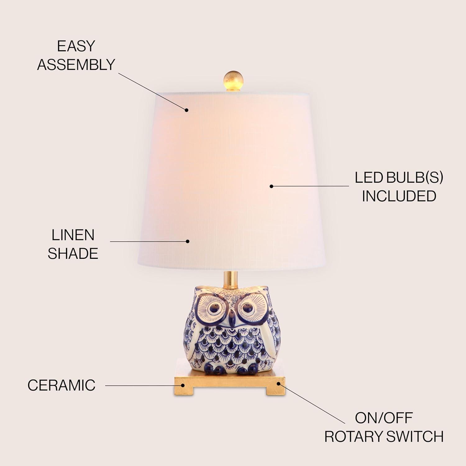 imageJONATHAN Y JYL3014A Justina 16quot Ceramic Mini LED Table Lamp CottageTransitional for Bedroom Living Room Office College Dorm Coffee Table Bookcase BlueWhiteBlueWhite