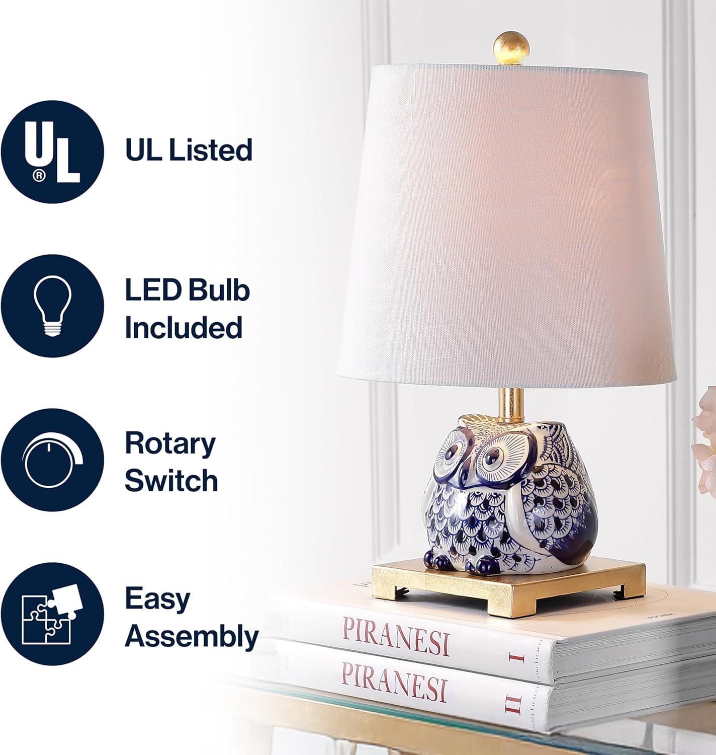 imageJONATHAN Y JYL3014A Justina 16quot Ceramic Mini LED Table Lamp CottageTransitional for Bedroom Living Room Office College Dorm Coffee Table Bookcase BlueWhiteBlueWhite