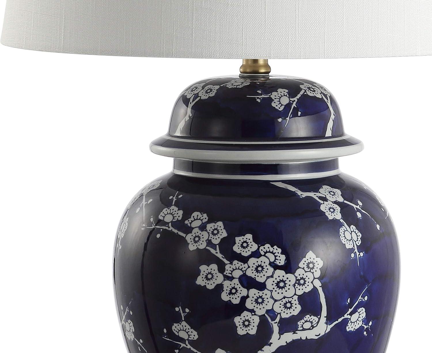 imageJONATHAN Y JYL3047A Gracie 295quot Ginger Jar CeramicMetal LED Table Lamp Traditional Bedside Desk Nightstand for Bedroom Living Room Office College Bookcase LED Bulb Included WhiteNavyWhiteNavy