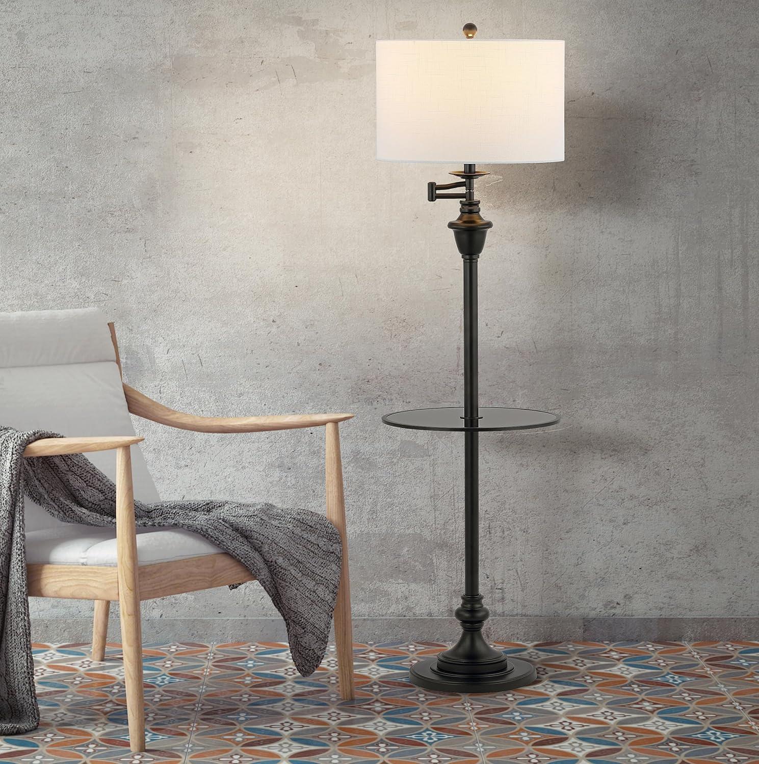 imageJONATHAN Y JYL3055C Cora 60quot MetalGlass LED Side Table and Floor Lamp ContemporaryTransitional for Bedrooms Living Room Office Reading Oil Rubbed Bronze OilRubbed BronzeBlack