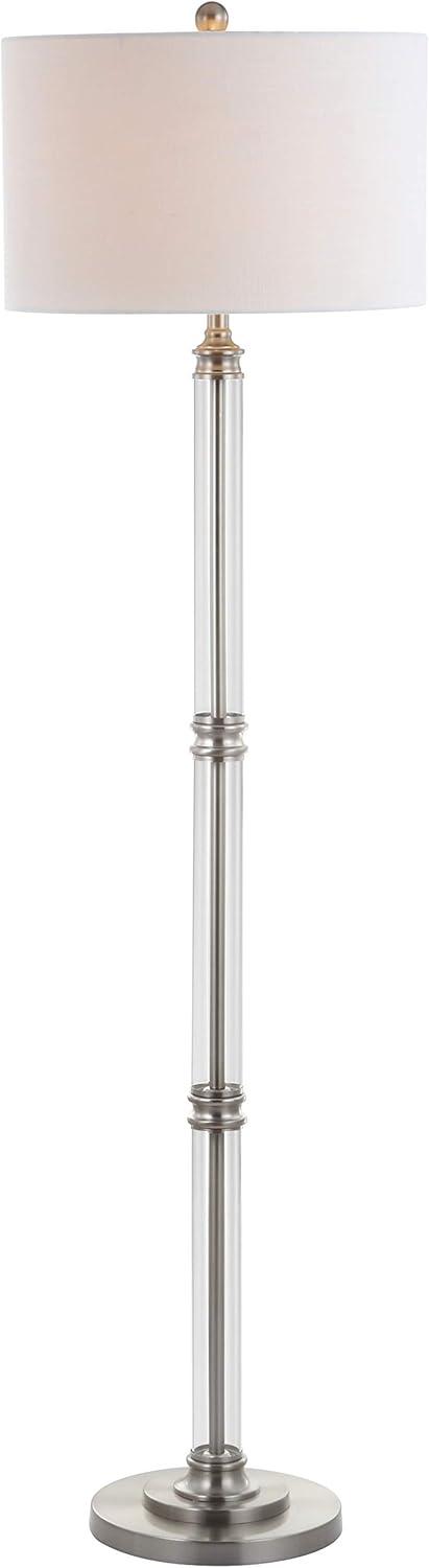 imageJONATHAN Y JYL3058A Ralph 60quot MetalGlass Floor Lamp Contemporary Modern Transitional Elegant Office Living Room Family Room Dining Room Bedroom Hallway Foyer Polished NickelClear