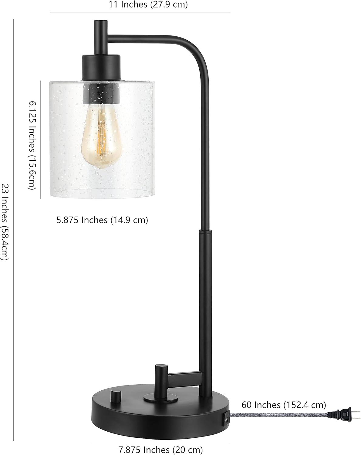 imageJONATHAN Y JYL3078A Axel Modern 23quot IronSeeded Glass Farmhouse Industrial USB Charging LED Task Lamp Industrial Rustic Farmhouse Bohemian Transitional Office Bedroom Living Room Black