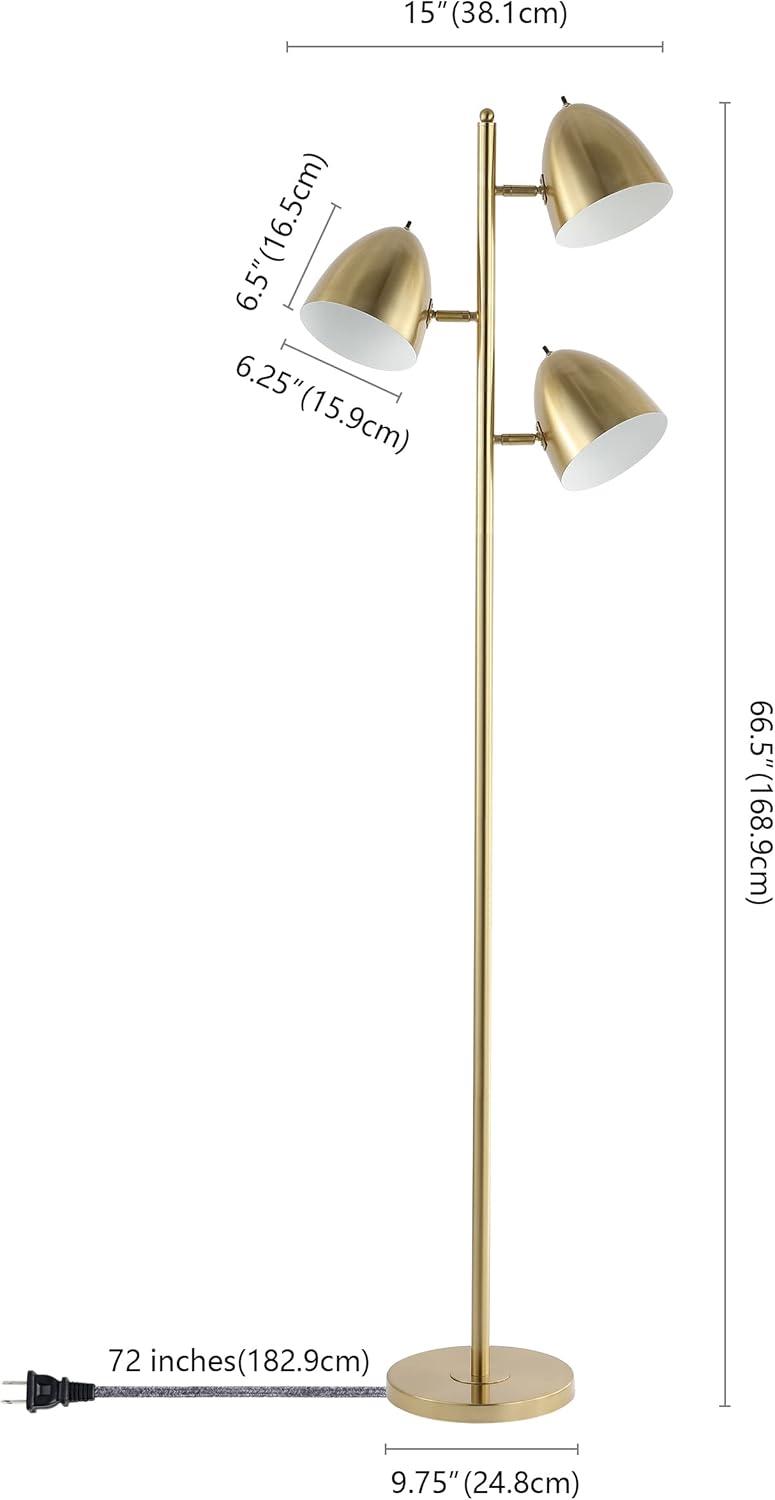 imageJONATHAN Y JYL3086A Billy 665quot 3Light Modern Contemporary Iron LED Floor Lamp Midcentury Bohemian Standing Reading Lamp for Bedroom Living Room Office LED Bulbs Included Brass Gold