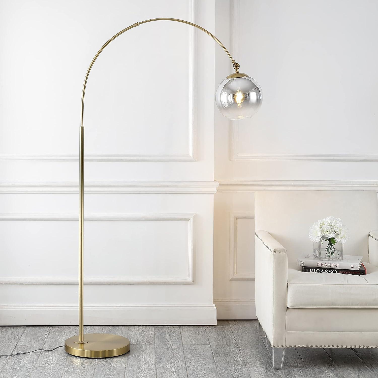 imageJONATHAN Y JYL3089A Nora 71quot Coastal Vintage Iron LED Floor Lamp Modern Contemporary Standing Reading Lamp for Bedroom Living Room Office LED Bulb Included Brass GoldWhiteBrass Gold