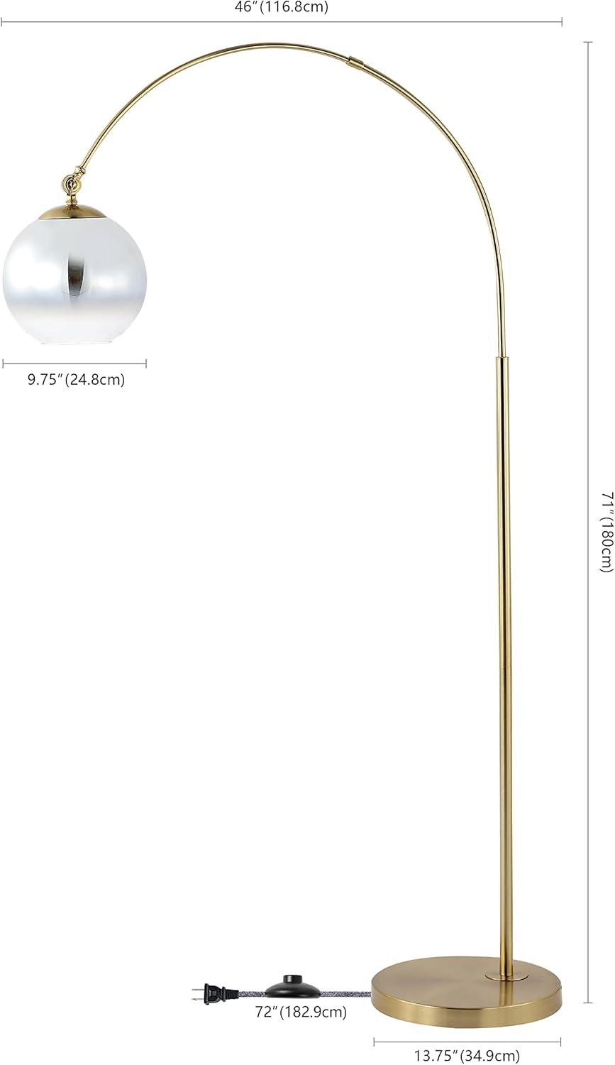 imageJONATHAN Y JYL3089A Nora 71quot Coastal Vintage Iron LED Floor Lamp Modern Contemporary Standing Reading Lamp for Bedroom Living Room Office LED Bulb Included Brass GoldWhiteBrass Gold