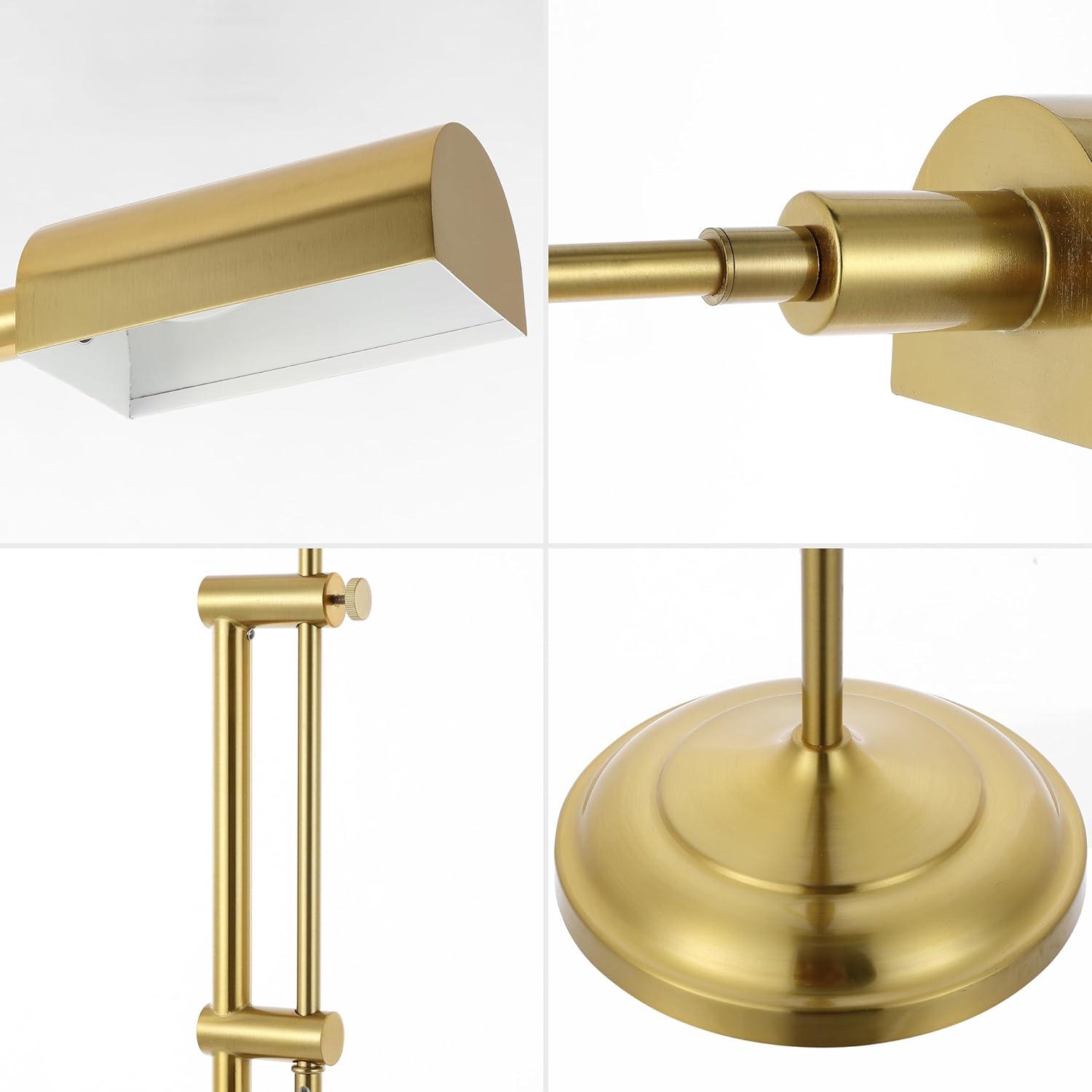 imageJONATHAN Y JYL3095A Zinnia 63quot Industrial Minimalist HeightAdjustable Iron Pharmacy LED Floor Lamp Glam Modern Designer Casual Vintage Office Living Room Dining Room Bedroom Brass Gold