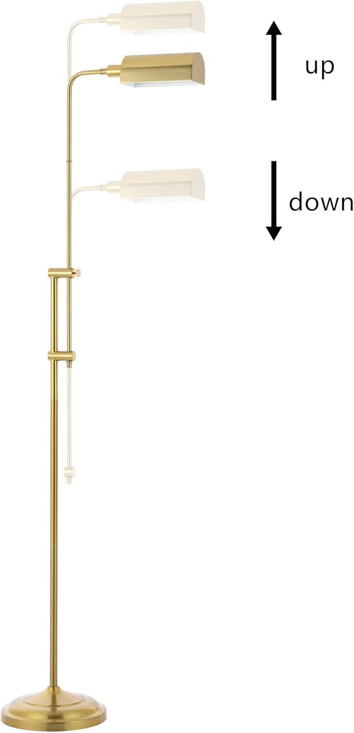 imageJONATHAN Y JYL3095A Zinnia 63quot Industrial Minimalist HeightAdjustable Iron Pharmacy LED Floor Lamp Glam Modern Designer Casual Vintage Office Living Room Dining Room Bedroom Brass Gold