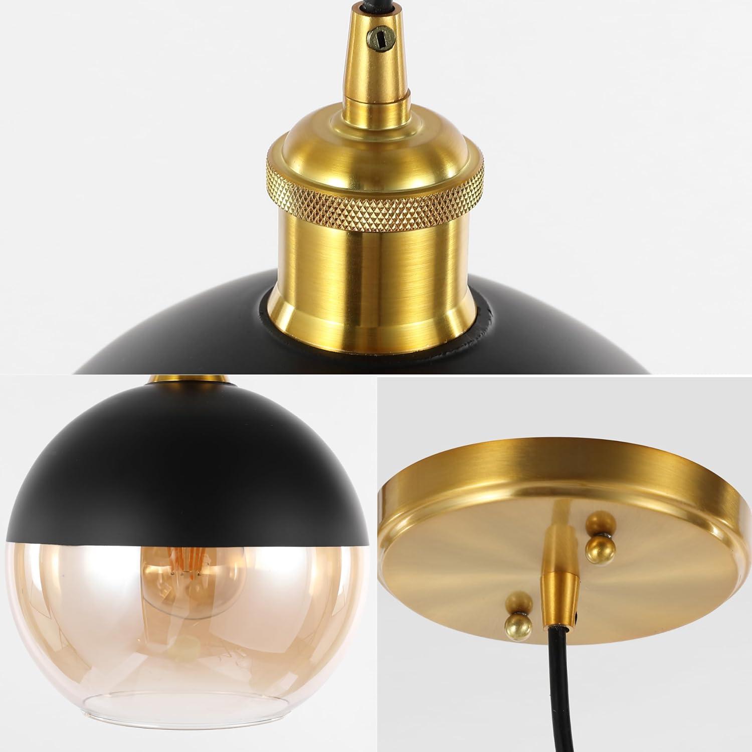 imageJONATHAN Y JYL3513A Nixon 75quot Adjustable Drop Globe MetalGlass LED Pendant Contemporary Transitional Dimmable Dining Room Living Room Kitchen Foyer Bedroom Hallway Brass GoldBlackSet of 2