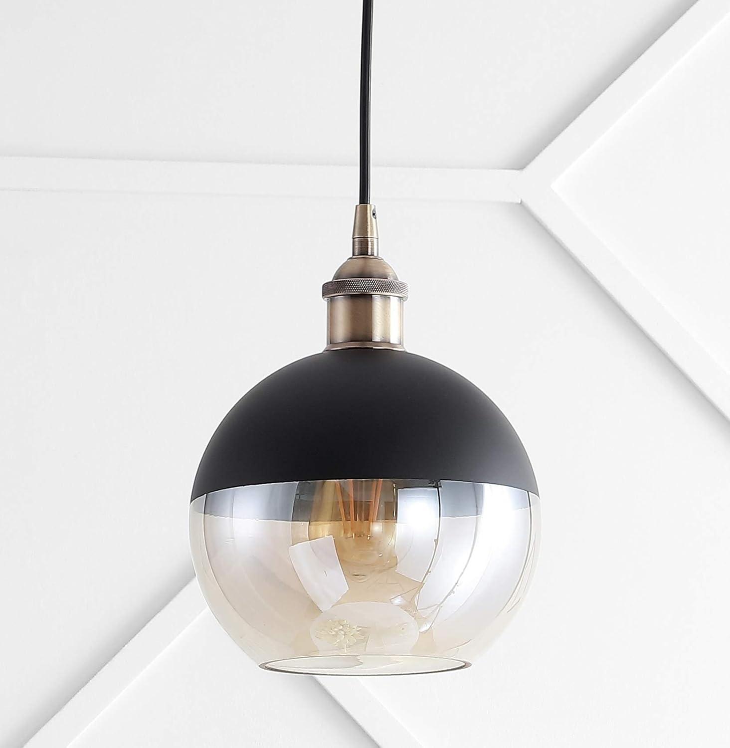 imageJONATHAN Y JYL3513A Nixon 75quot Adjustable Drop Globe MetalGlass LED Pendant Contemporary Transitional Dimmable Dining Room Living Room Kitchen Foyer Bedroom Hallway Brass GoldBlackSingle