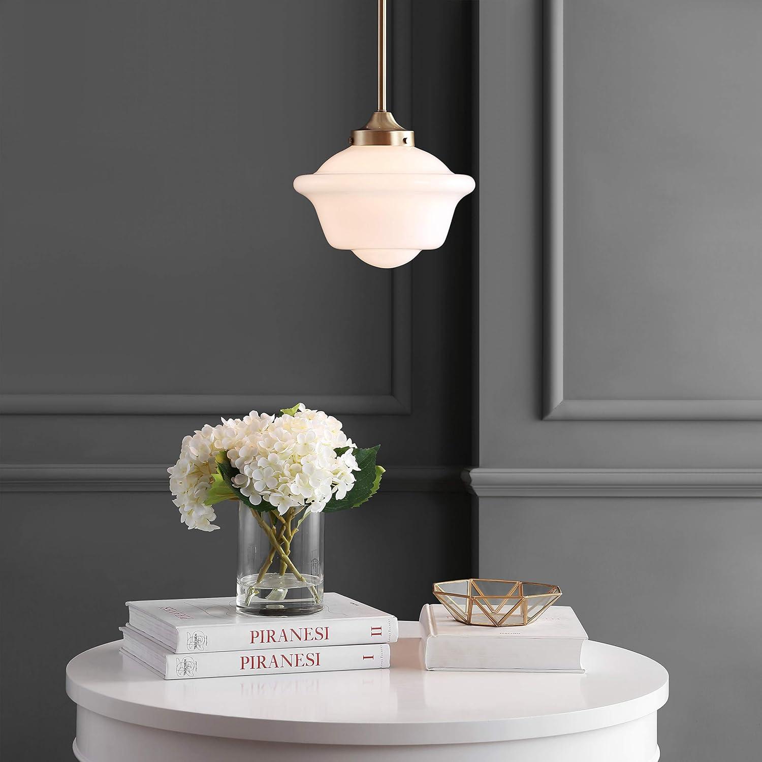 imageJONATHAN Y JYL3517A Kurtz 95quot Adjustable Drop MetalGlass LED Pendant Contemporary Transitional Dimmable Dining Room Living Room Kitchen Foyer Bedroom Hallway Brass GoldWhiteBrass GoldWhite