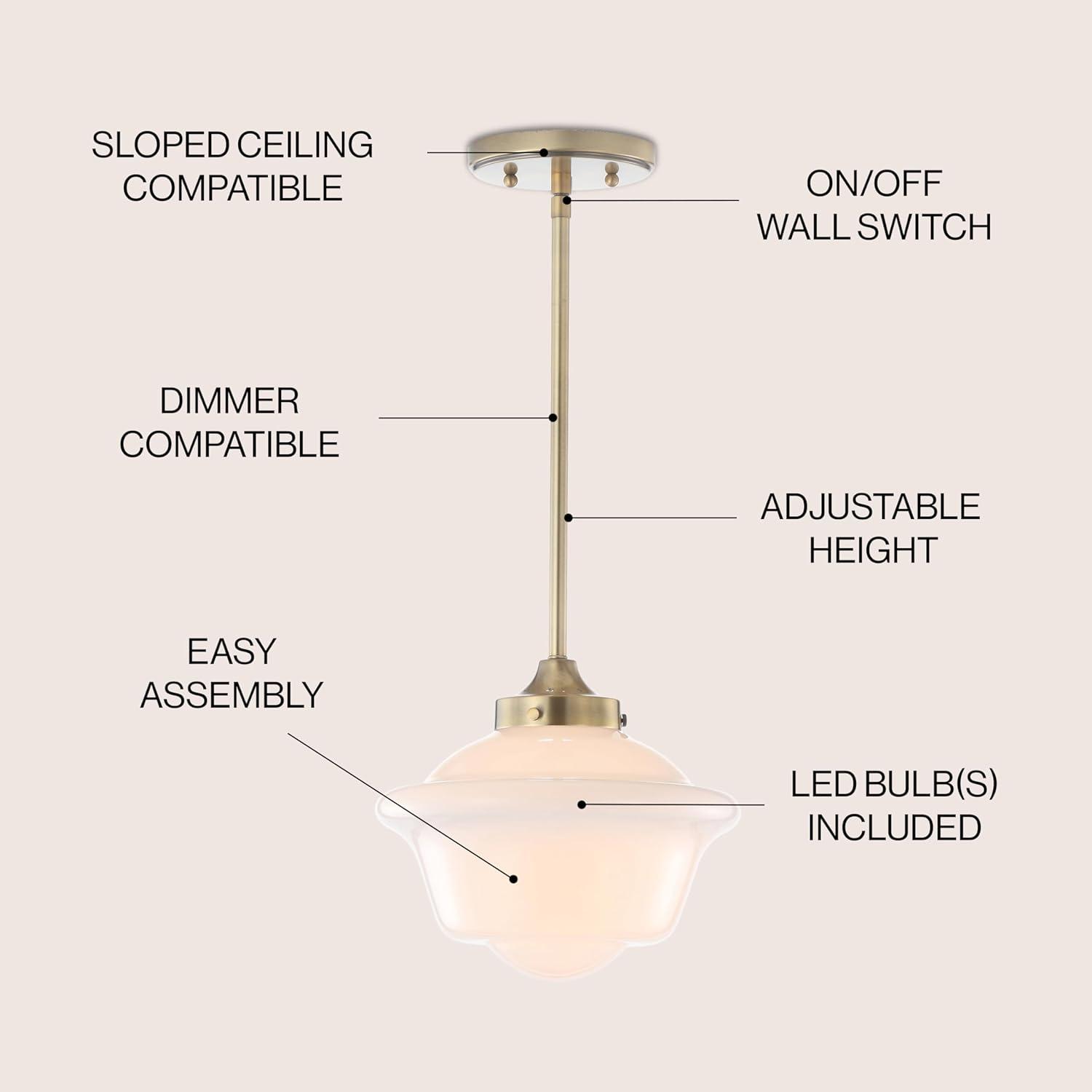 imageJONATHAN Y JYL3517A Kurtz 95quot Adjustable Drop MetalGlass LED Pendant Contemporary Transitional Dimmable Dining Room Living Room Kitchen Foyer Bedroom Hallway Brass GoldWhiteBrass GoldWhite