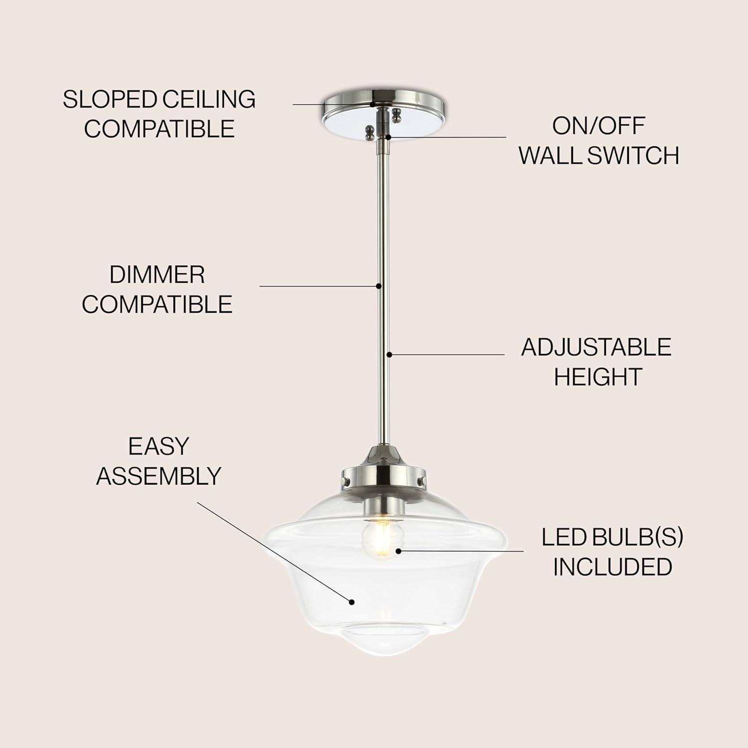 imageJONATHAN Y JYL3517A Kurtz 95quot Adjustable Drop MetalGlass LED Pendant Contemporary Transitional Dimmable Dining Room Living Room Kitchen Foyer Bedroom Hallway Brass GoldWhiteChrome