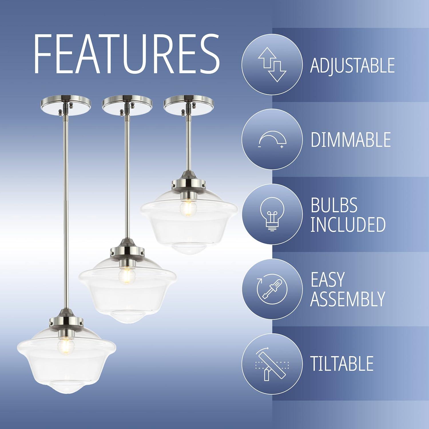 imageJONATHAN Y JYL3517A Kurtz 95quot Adjustable Drop MetalGlass LED Pendant Contemporary Transitional Dimmable Dining Room Living Room Kitchen Foyer Bedroom Hallway Brass GoldWhiteChrome