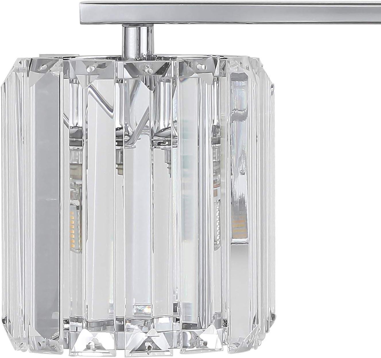 imageJONATHAN Y JYL3553A Coco Prism Vintage 135quot 2Light MetalGlass Classic Glam LED Vanity Light Transitional Traditional 2700K LED 2W Bulbs Included Bathroom Hallway Living Room Bedroom Mirror Chrome3 Bulb