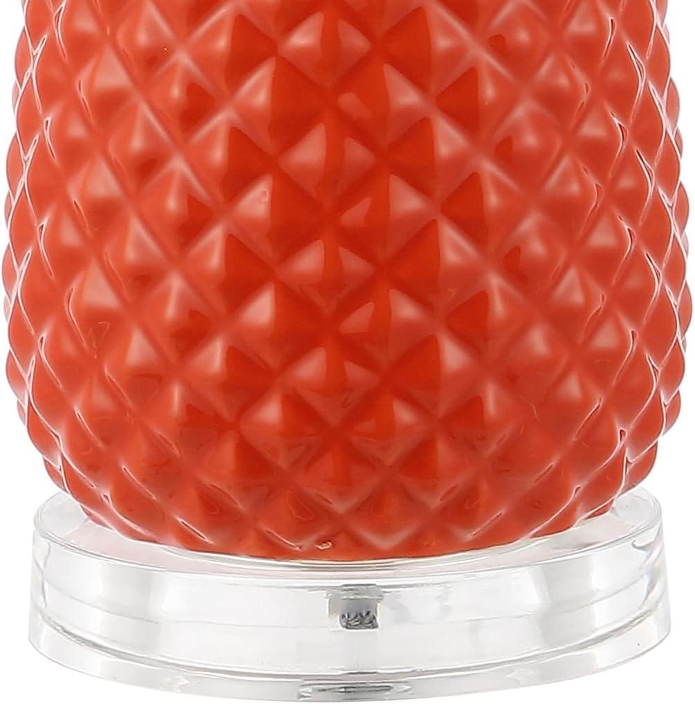 imageJONATHAN Y JYL4019A Pineapple 23quot Ceramic LED Table Lamp Contemporary Transitional Bedside Desk Nightstand Lamp for Bedroom Living Room Office College Bookcase LED Bulb Included NavyGoldOrangeGold