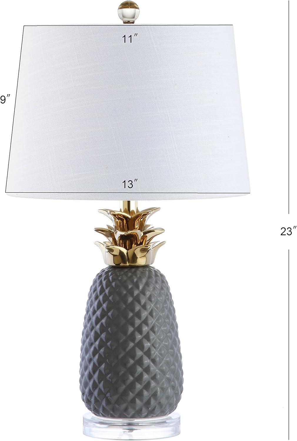 imageJONATHAN Y JYL4019A Pineapple 23quot Ceramic LED Table Lamp Contemporary Transitional Bedside Desk Nightstand Lamp for Bedroom Living Room Office College Bookcase LED Bulb Included NavyGoldGrayGold