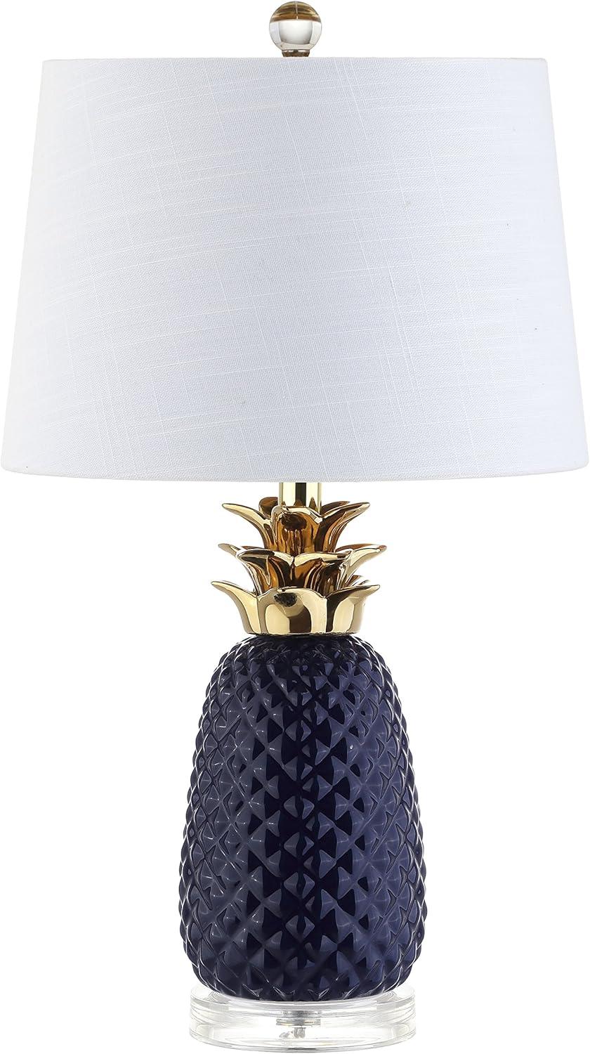 imageJONATHAN Y JYL4019A Pineapple 23quot Ceramic LED Table Lamp Contemporary Transitional Bedside Desk Nightstand Lamp for Bedroom Living Room Office College Bookcase LED Bulb Included NavyGoldNavyGold