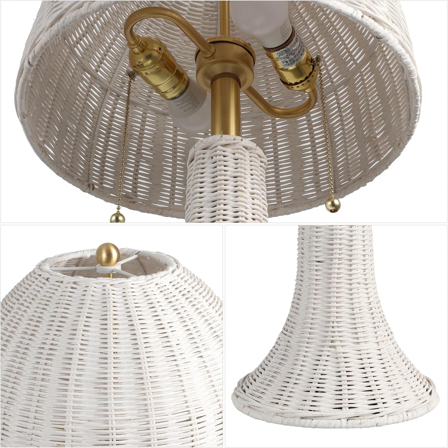 imageJONATHAN Y JYL4040A Joanie 22 Bohemian Rustic Iron LED Table Lamp Farmhouse Coastal Bedside Desk NightStand for Bedroom Living Room Office College Bulbs Included NaturalBrass Gold 130 inWhiteBrass Gold