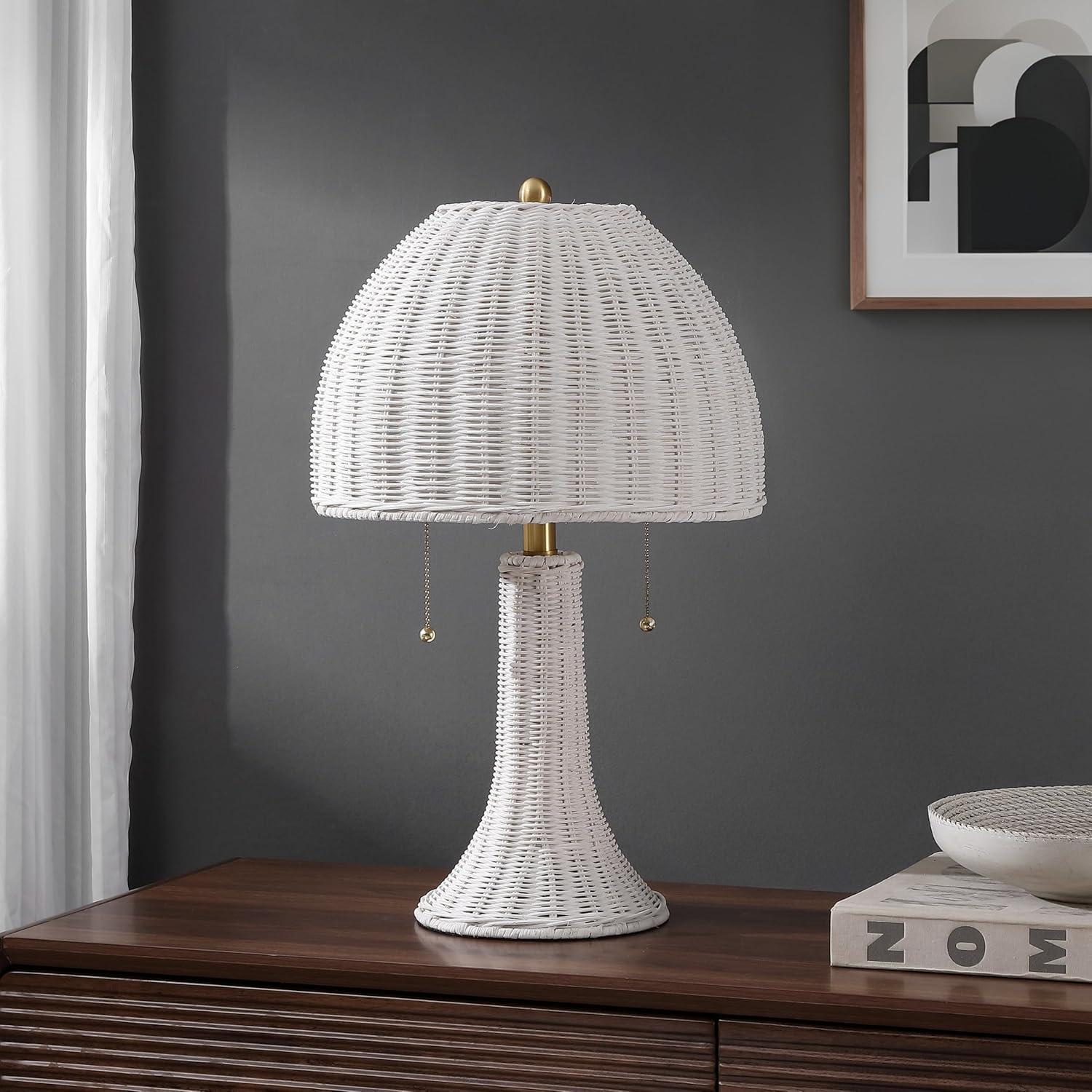 imageJONATHAN Y JYL4040A Joanie 22 Bohemian Rustic Iron LED Table Lamp Farmhouse Coastal Bedside Desk NightStand for Bedroom Living Room Office College Bulbs Included NaturalBrass Gold 130 inWhiteBrass Gold