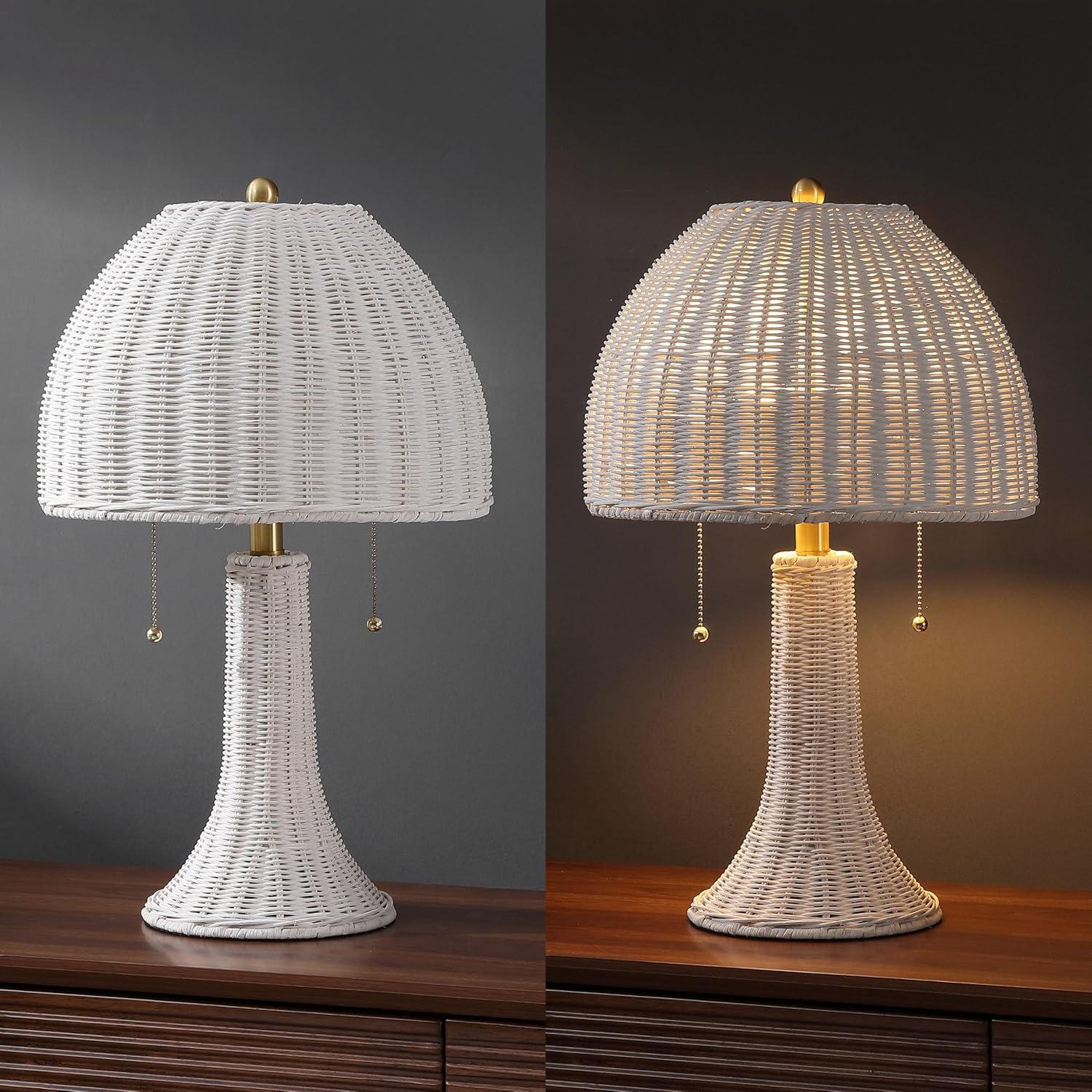 imageJONATHAN Y JYL4040A Joanie 22 Bohemian Rustic Iron LED Table Lamp Farmhouse Coastal Bedside Desk NightStand for Bedroom Living Room Office College Bulbs Included NaturalBrass Gold 130 inWhiteBrass Gold