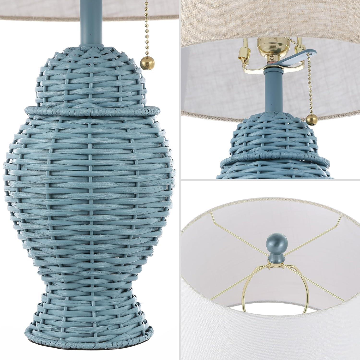 imageJONATHAN Y JYL4041CSET2 Margie Wicker 205quot Bohemian Rustic Iron LED Table Lamp Farmhouse Coastal Traditional Living Room Dining Room Bedroom Green Set of 2Blue