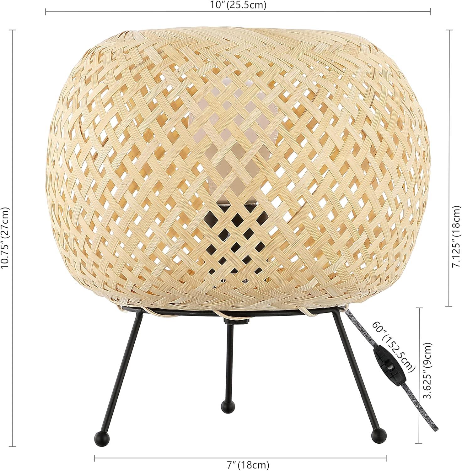 imageJONATHAN Y JYL4042A Palma 1075quot Bohemian Rustic IronRattan LED Mini Table Lamp with Smart Bulb Contemporary Coastal Bedside Desk Nightstand Lamp BlackBrown