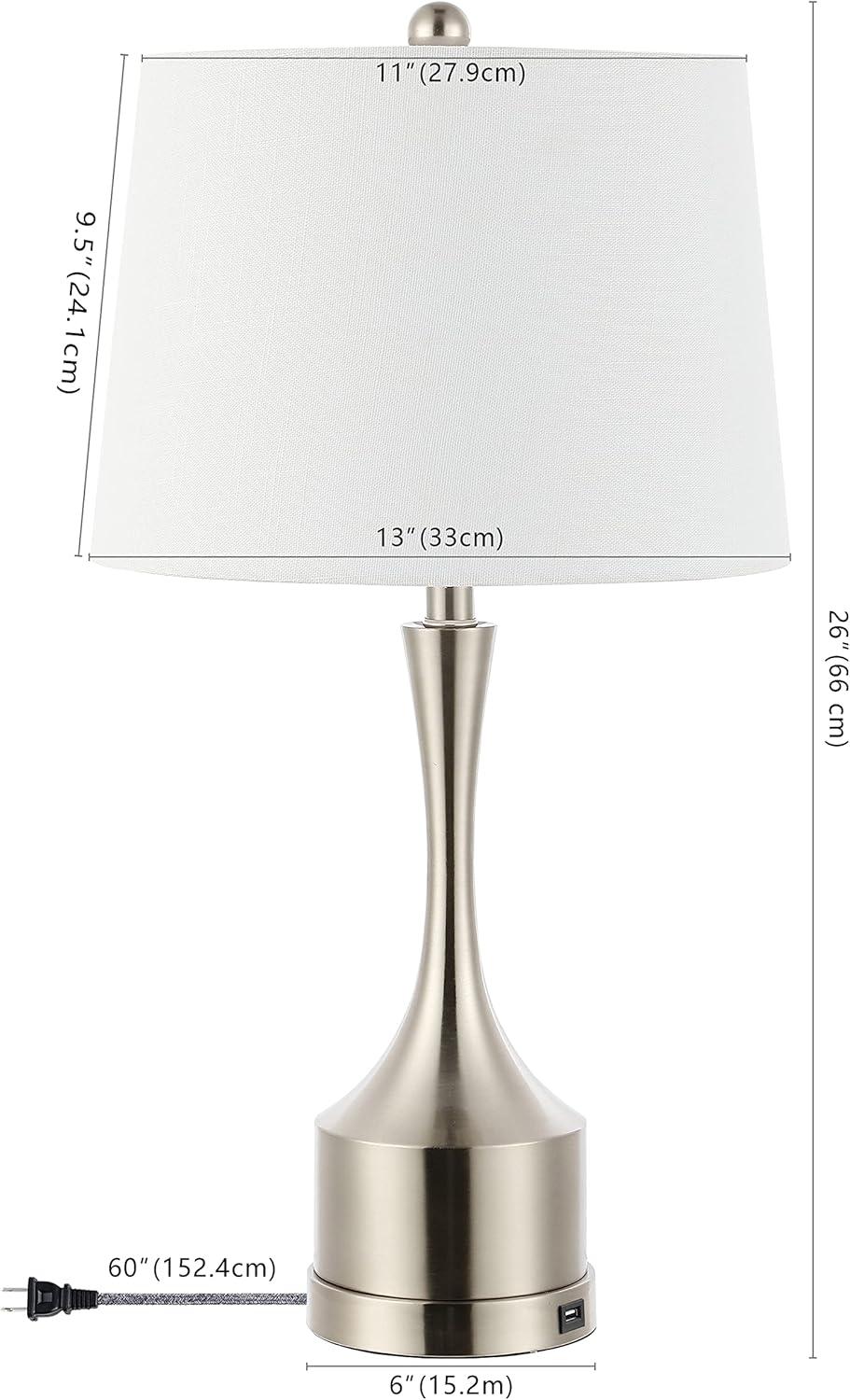 imageJONATHAN Y JYL4045CSET2 Cooper 26quot Farmhouse Iron LED Table Lamp with USB Charging Port Classic Bedside Desk Nightstand Lamp for Bedroom Living Room Office Oil Rubbed Bronze Set of 2Nickel