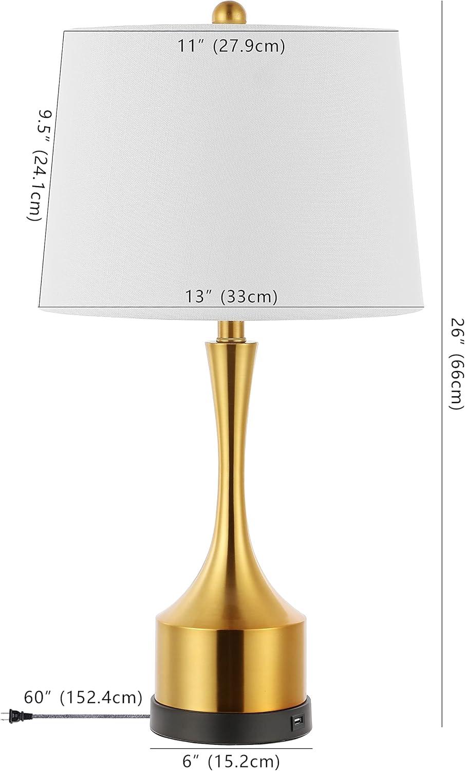 imageJONATHAN Y JYL4045CSET2 Cooper 26quot Farmhouse Iron LED Table Lamp with USB Charging Port Classic Bedside Desk Nightstand Lamp for Bedroom Living Room Office Oil Rubbed Bronze Set of 2Brass Gold