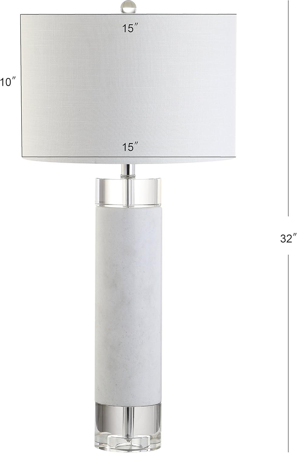 imageJONATHAN Y JYL5000A Hunter 32quot MarbleCrystal LED Table Lamp Contemporary Transitional Bedside Desk Nightstand Lamp for Bedroom Living Room Office College Bookcase LED Bulb Included WhiteClear