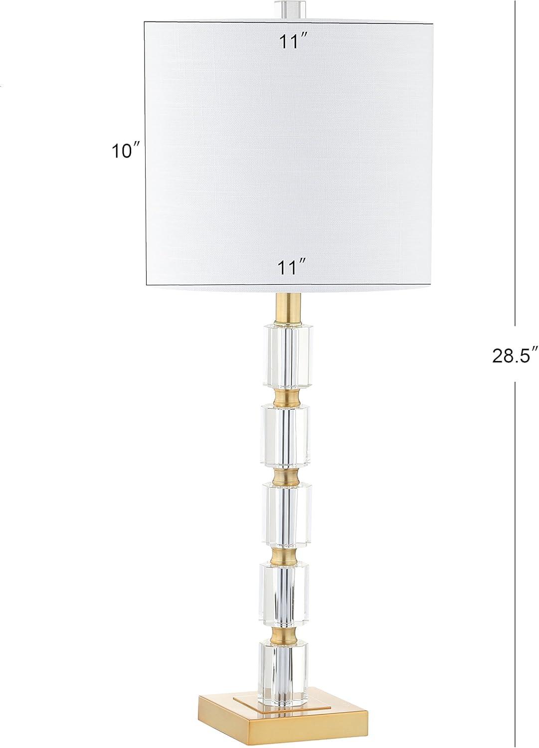 imageJONATHAN Y JYL5001ASET2 Set of 2 Table Lamps Claire 285quot Crystal LED Table Lamp Glam Bedside Desk Nightstand Lamp for Bedroom Living Room Office College Bookcase ClearBrass Gold