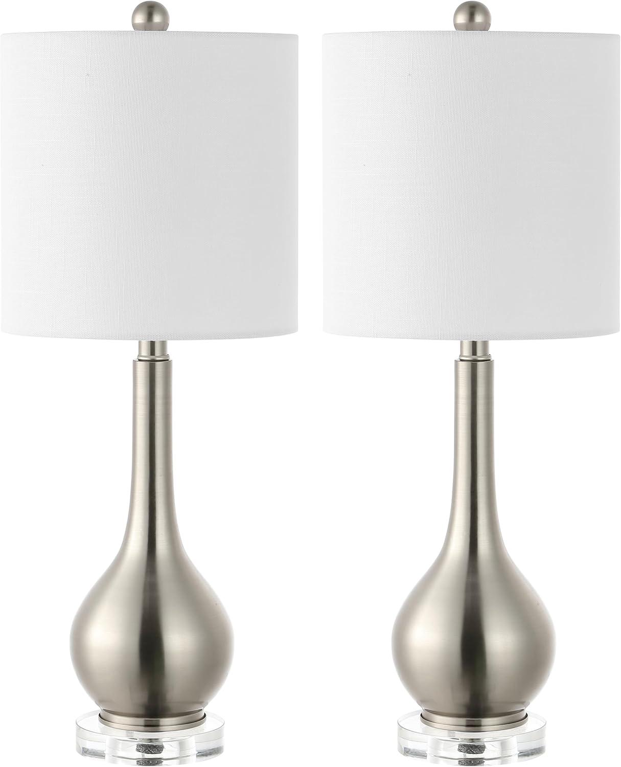 imageJONATHAN Y JYL5010A Dylan 25quot MetalCrystal Teardrop LED Table Lamp Contemporary Transitional Bedside Desk Nightstand Lamp for Bedroom Living Room Office College Bookcase Brass GoldNickel