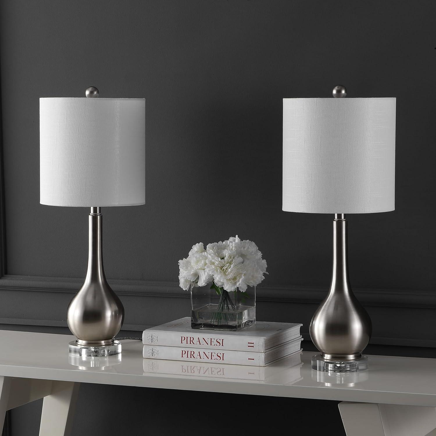 imageJONATHAN Y JYL5010A Dylan 25quot MetalCrystal Teardrop LED Table Lamp Contemporary Transitional Bedside Desk Nightstand Lamp for Bedroom Living Room Office College Bookcase Brass GoldNickel