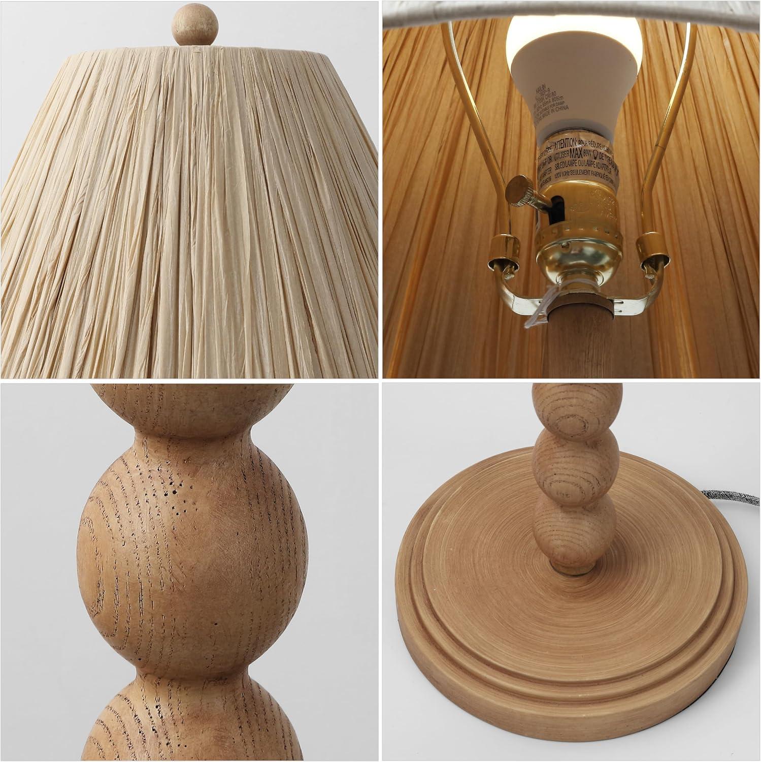 imageJONATHAN Y JYL5400A Wren 615quot Modern Rustic Bobbin Pleated Paper ShadeResin LED Floor Lamp for Bedroom Living Room Entryway Office Dining Room Brown Wood FinishLight Brown