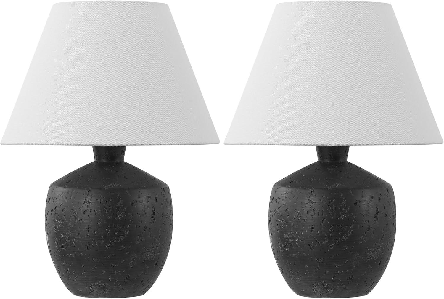 imageJONATHAN Y JYL5606CSET2 Myron 18quot Minimalist Scandinavian Concrete Effect ResinIron LED Table Lamp for Bedroom Living Room Office College Nightstands and Coffee Table Cream Set of 2Black