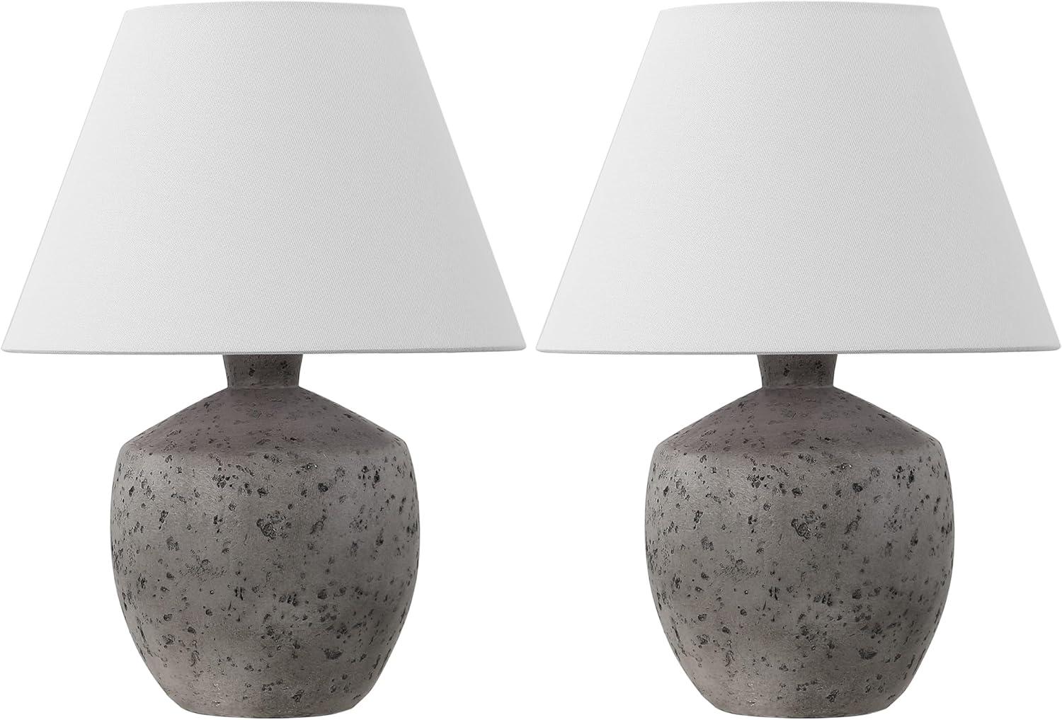 imageJONATHAN Y JYL5606CSET2 Myron 18quot Minimalist Scandinavian Concrete Effect ResinIron LED Table Lamp for Bedroom Living Room Office College Nightstands and Coffee Table Cream Set of 2Antique Gray
