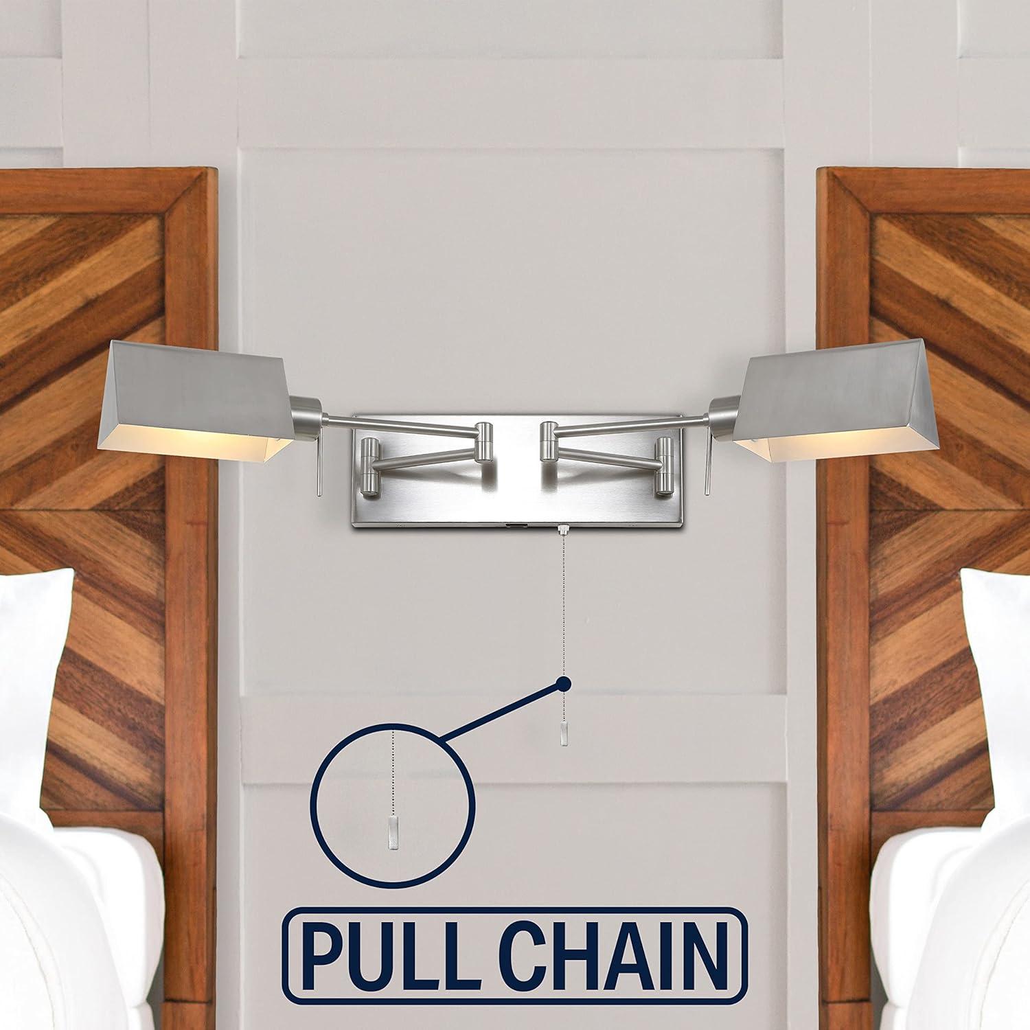 imageJONATHAN Y JYL6015A Arlo 22quot 1Light Single Swing Arm PluginHardwired Iron LED Wall Sconce PullChain USB Charging Port Traditional Farmhouse Modern for Bedroom Living Room Oil Rubbed BronzeNickel