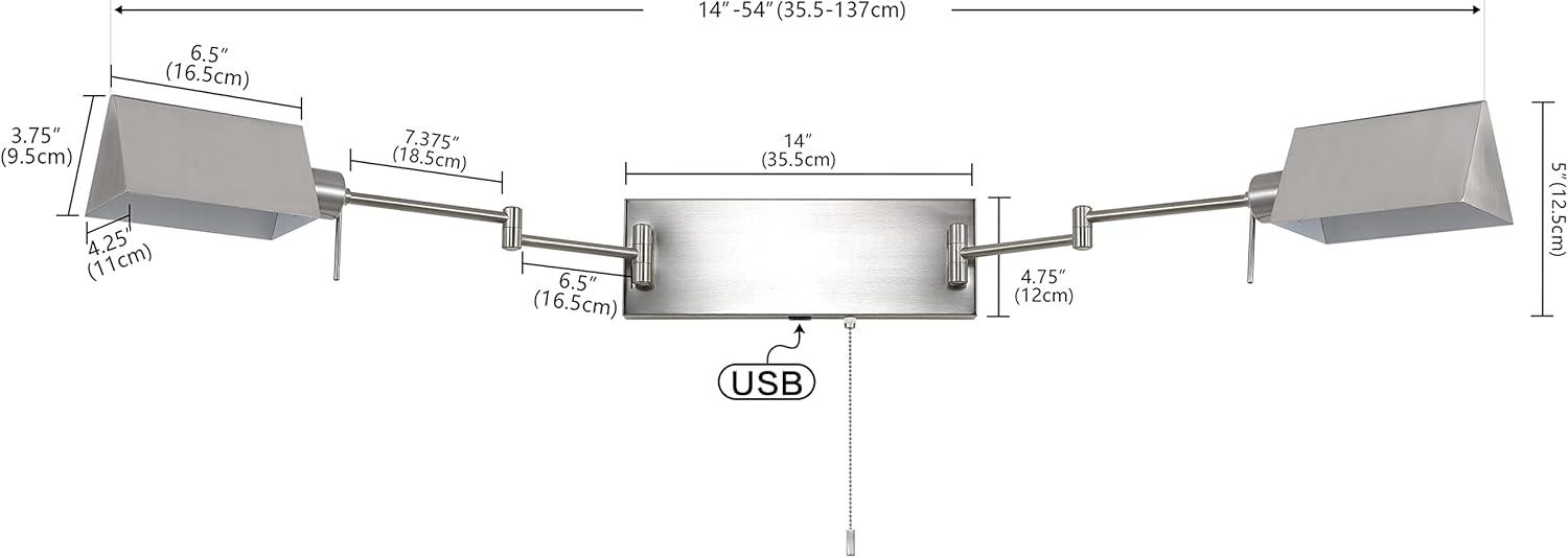 imageJONATHAN Y JYL6015A Arlo 22quot 1Light Single Swing Arm PluginHardwired Iron LED Wall Sconce PullChain USB Charging Port Traditional Farmhouse Modern for Bedroom Living Room Oil Rubbed BronzeNickel