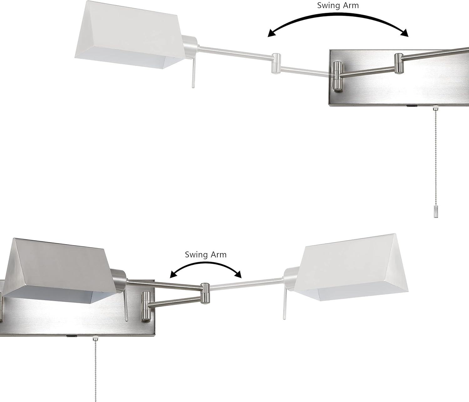 imageJONATHAN Y JYL6015A Arlo 22quot 1Light Single Swing Arm PluginHardwired Iron LED Wall Sconce PullChain USB Charging Port Traditional Farmhouse Modern for Bedroom Living Room Oil Rubbed BronzeNickel