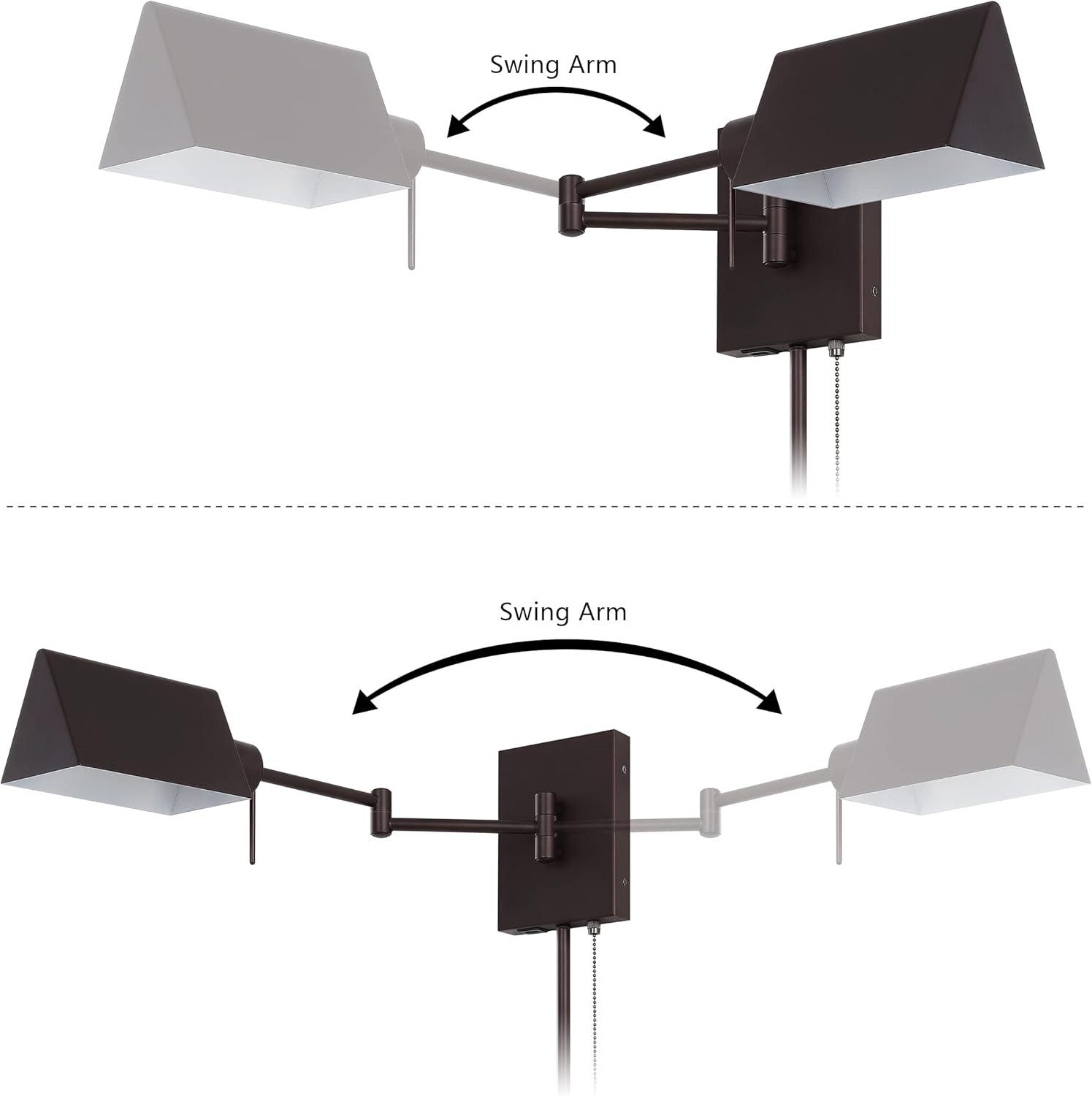 imageJONATHAN Y JYL6015A Arlo 22quot 1Light Single Swing Arm PluginHardwired Iron LED Wall Sconce PullChain USB Charging Port Traditional Farmhouse Modern for Bedroom Living Room Oil Rubbed BronzeOilRubbed Bronze