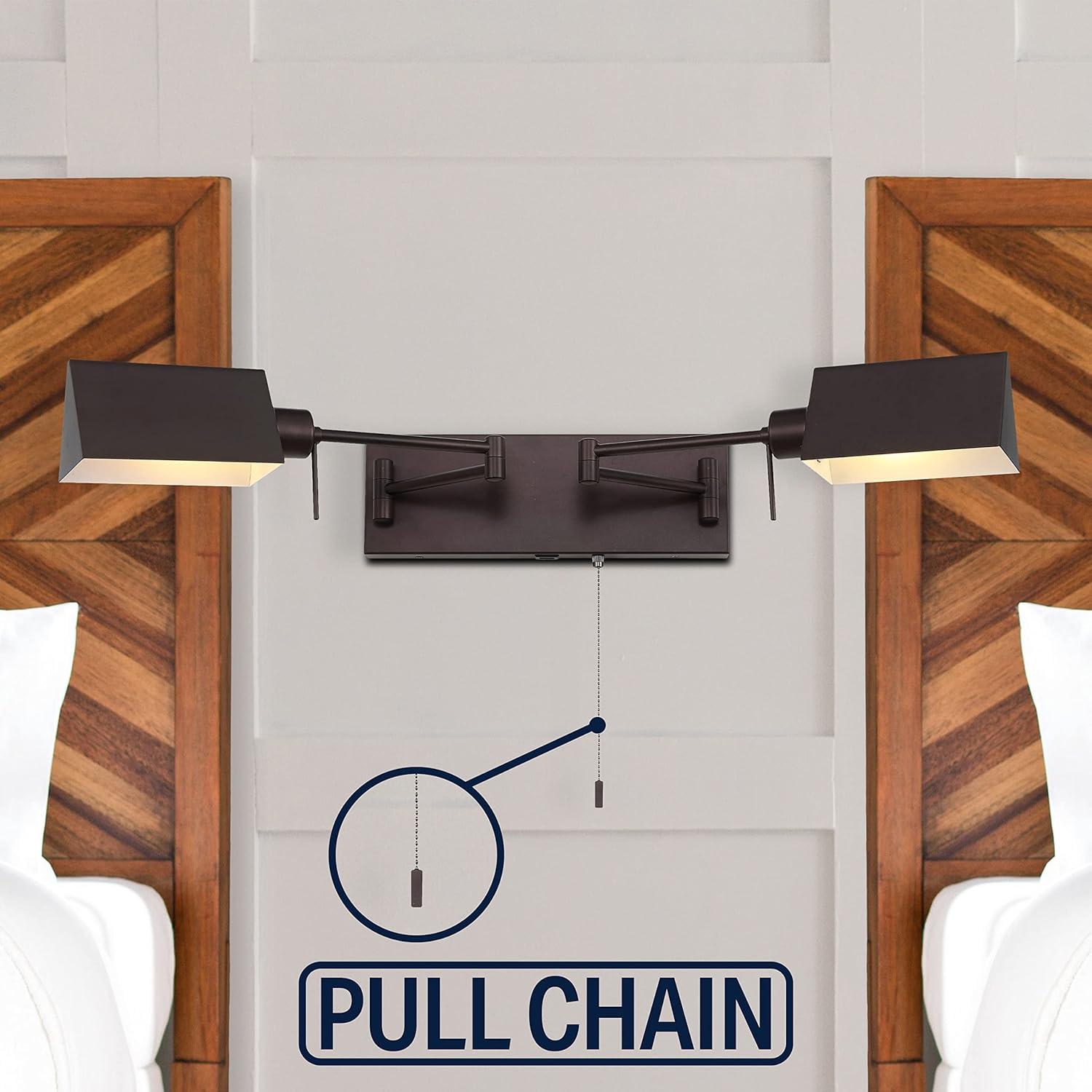 imageJONATHAN Y JYL6015A Arlo 22quot 1Light Single Swing Arm PluginHardwired Iron LED Wall Sconce PullChain USB Charging Port Traditional Farmhouse Modern for Bedroom Living Room Oil Rubbed BronzeOilRubbed Bronze