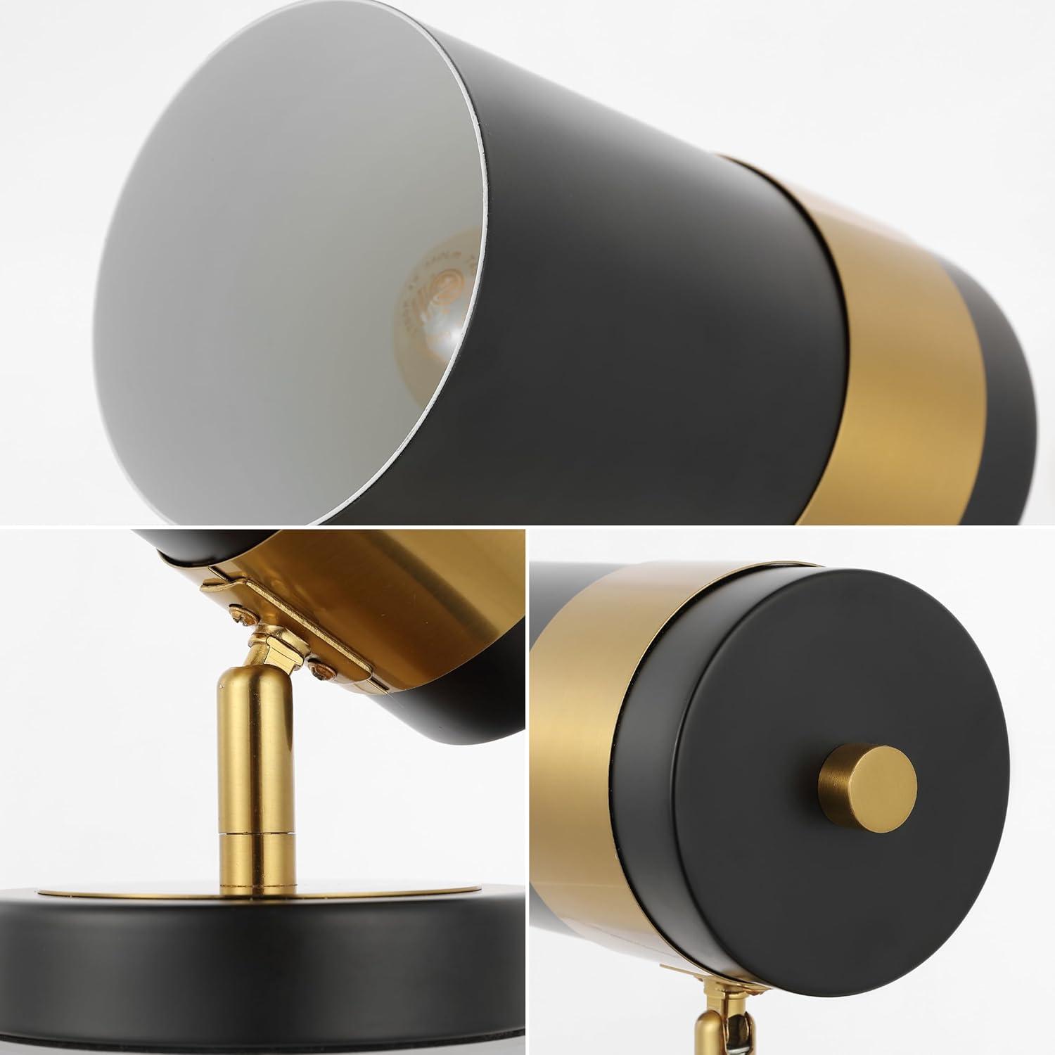 imageJONATHAN Y JYL6018A Astra 925quot Modern Industrial Iron Adjustable Indoor LED Floor Spotlight BlackBrass Gold for Living Room Dining Room Bedroom