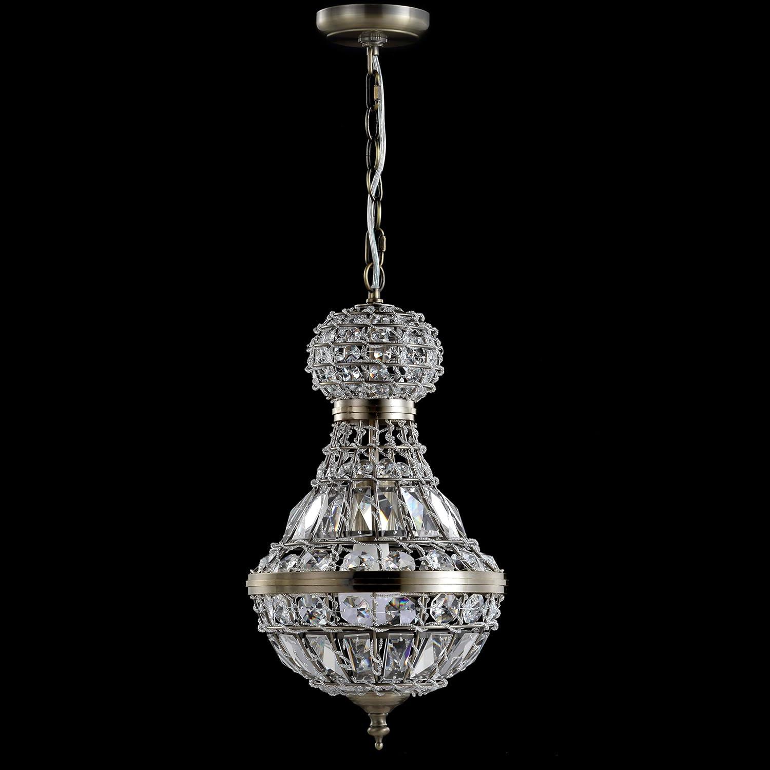 imageJONATHAN Y JYL6109A Regina 12quot CrystalMetal Empire LED Chandelier Pendant Glam Contemporary Transitional Dimmable Adjustable Dining Room Living Room Kitchen Foyer Bedroom Hallway Antique Brass12 in