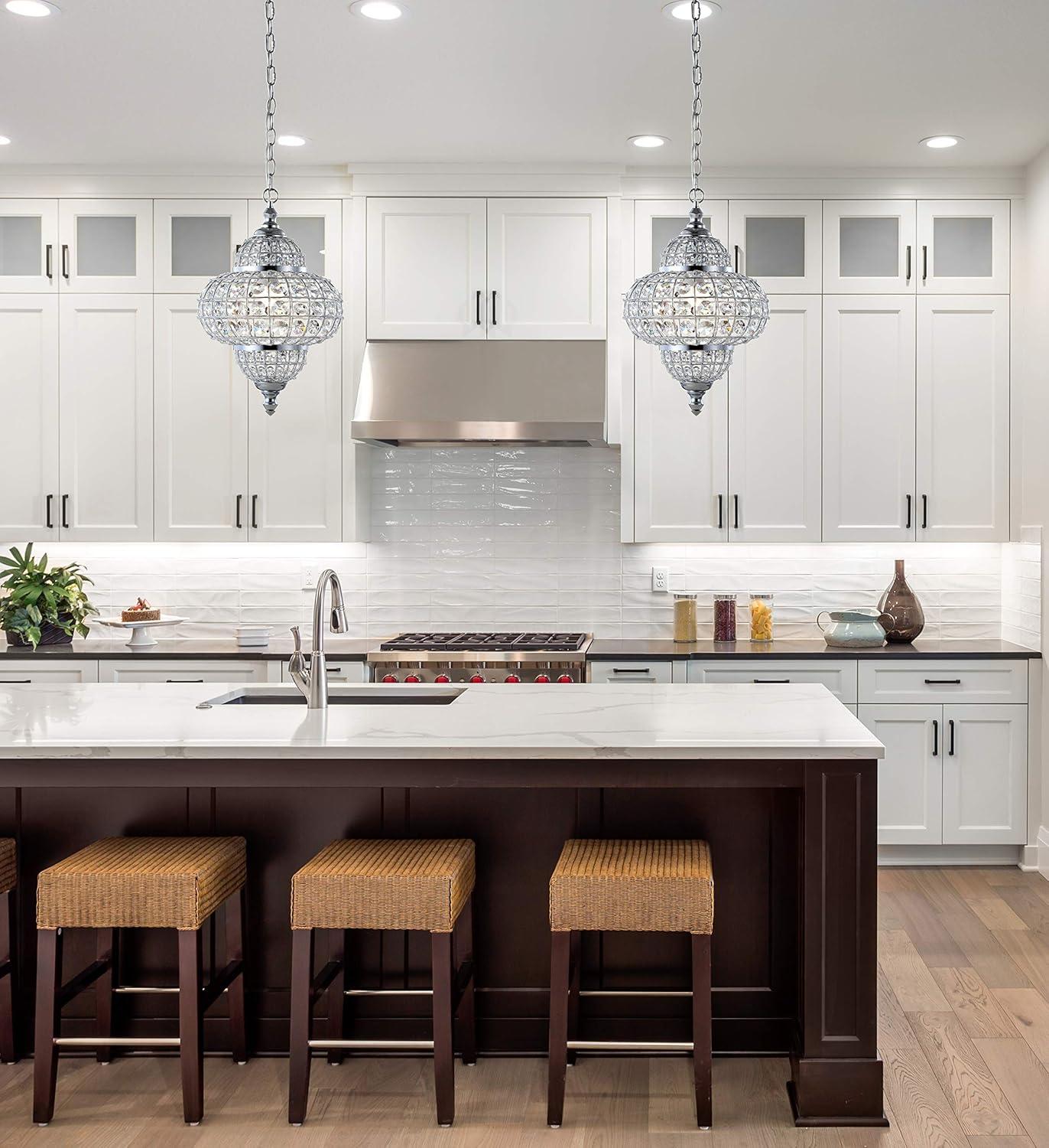 imageJONATHAN Y JYL6111A Juliette 12quot CrystalMetal LED Chandelier Pendant Chandelier Pendant Glam Contemporary Transitional Dimmable Dining Room Living Room Kitchen Foyer Bedroom Hallway