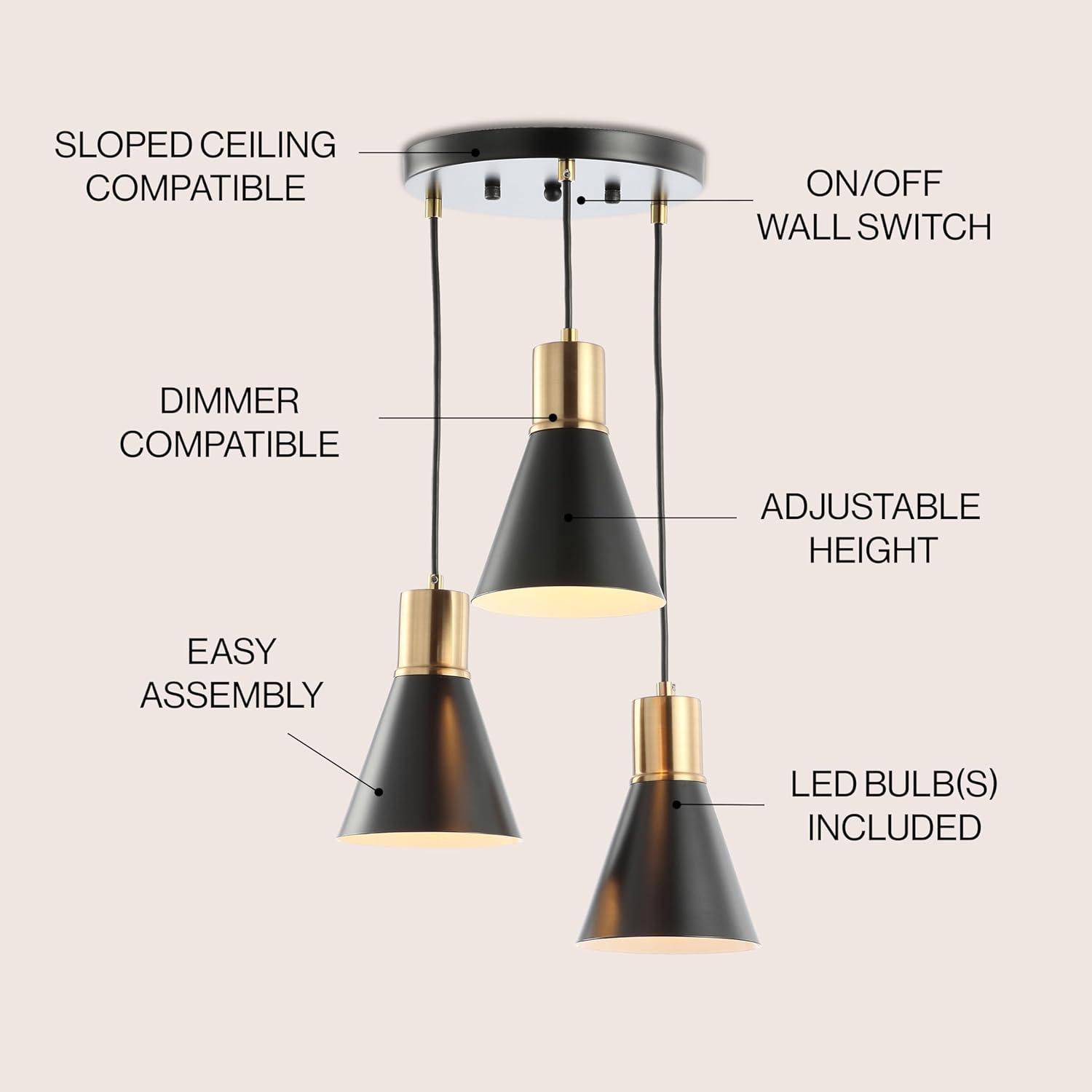 imageJONATHAN Y JYL6131A Apollo 6quot Metal LED Pendant Contemporary Dimmable Adjustable Dining Room Living Room Kitchen Foyer Bedroom Hallway BlackBrass GoldBlackBrass Gold