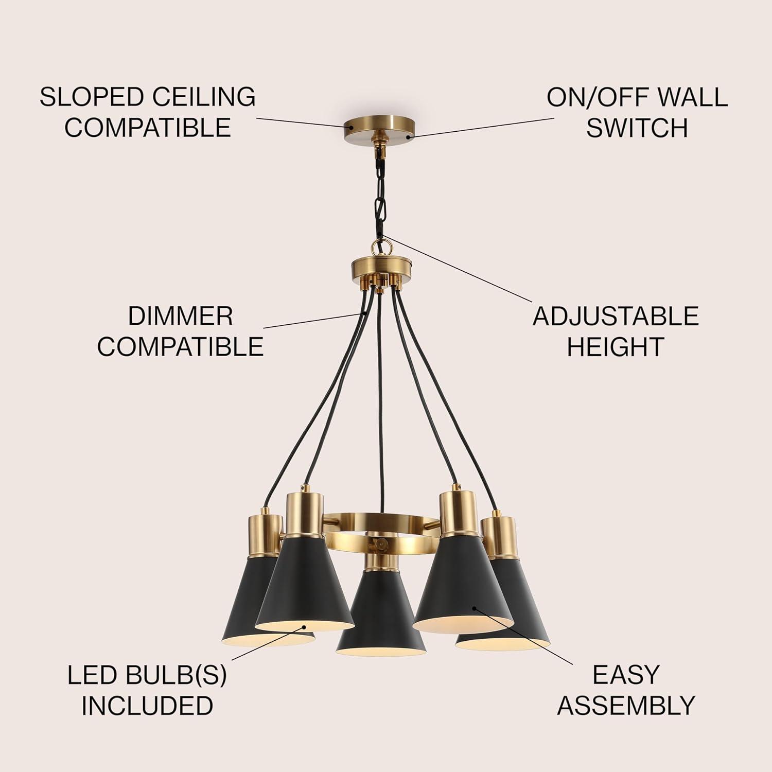 imageJONATHAN Y JYL6131A Apollo 6quot Metal LED Pendant Contemporary Dimmable Adjustable Dining Room Living Room Kitchen Foyer Bedroom Hallway BlackBrass GoldBlackBrass Gold