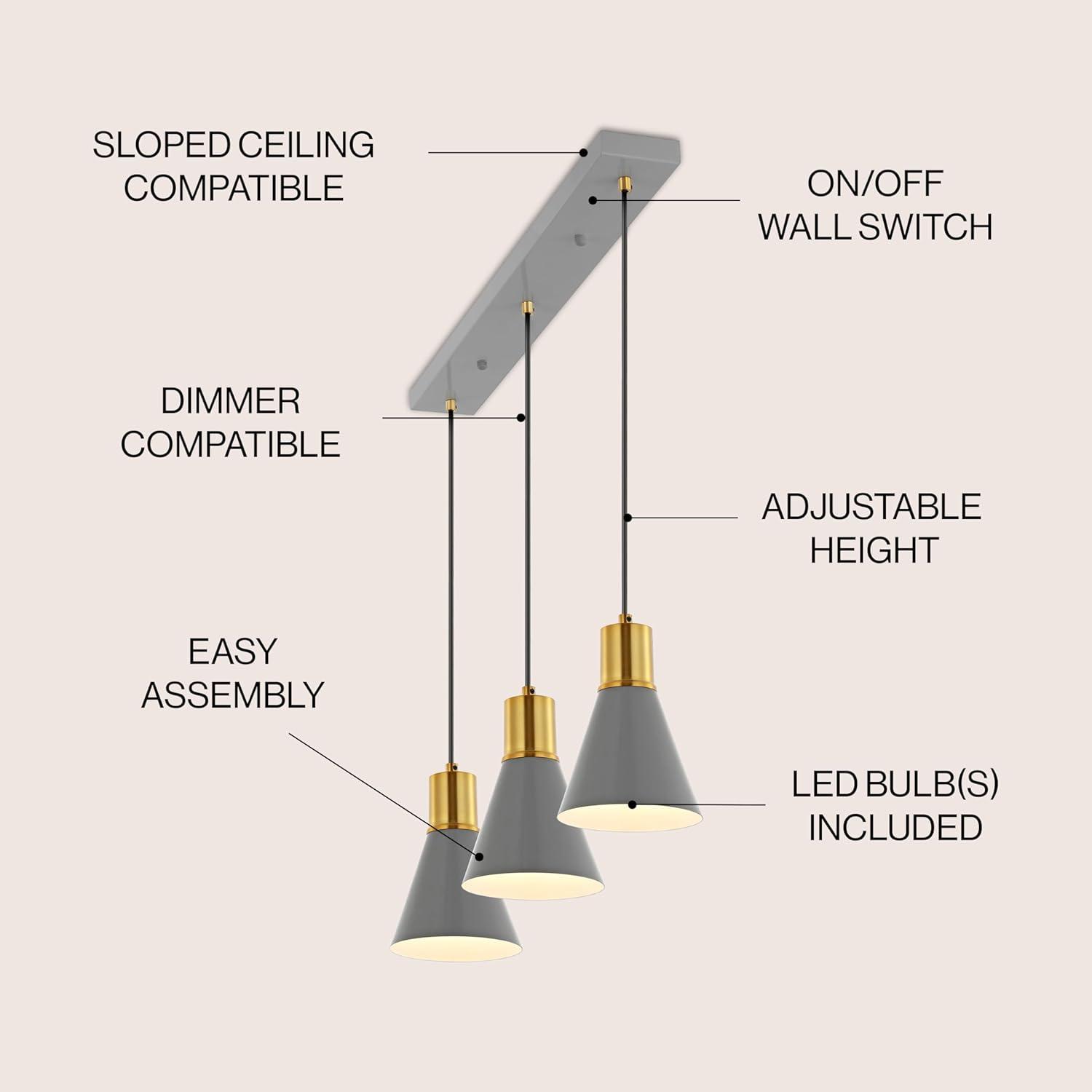 imageJONATHAN Y JYL6131A Apollo 6quot Metal LED Pendant Contemporary Dimmable Adjustable Dining Room Living Room Kitchen Foyer Bedroom Hallway BlackBrass GoldGrayBrass Gold