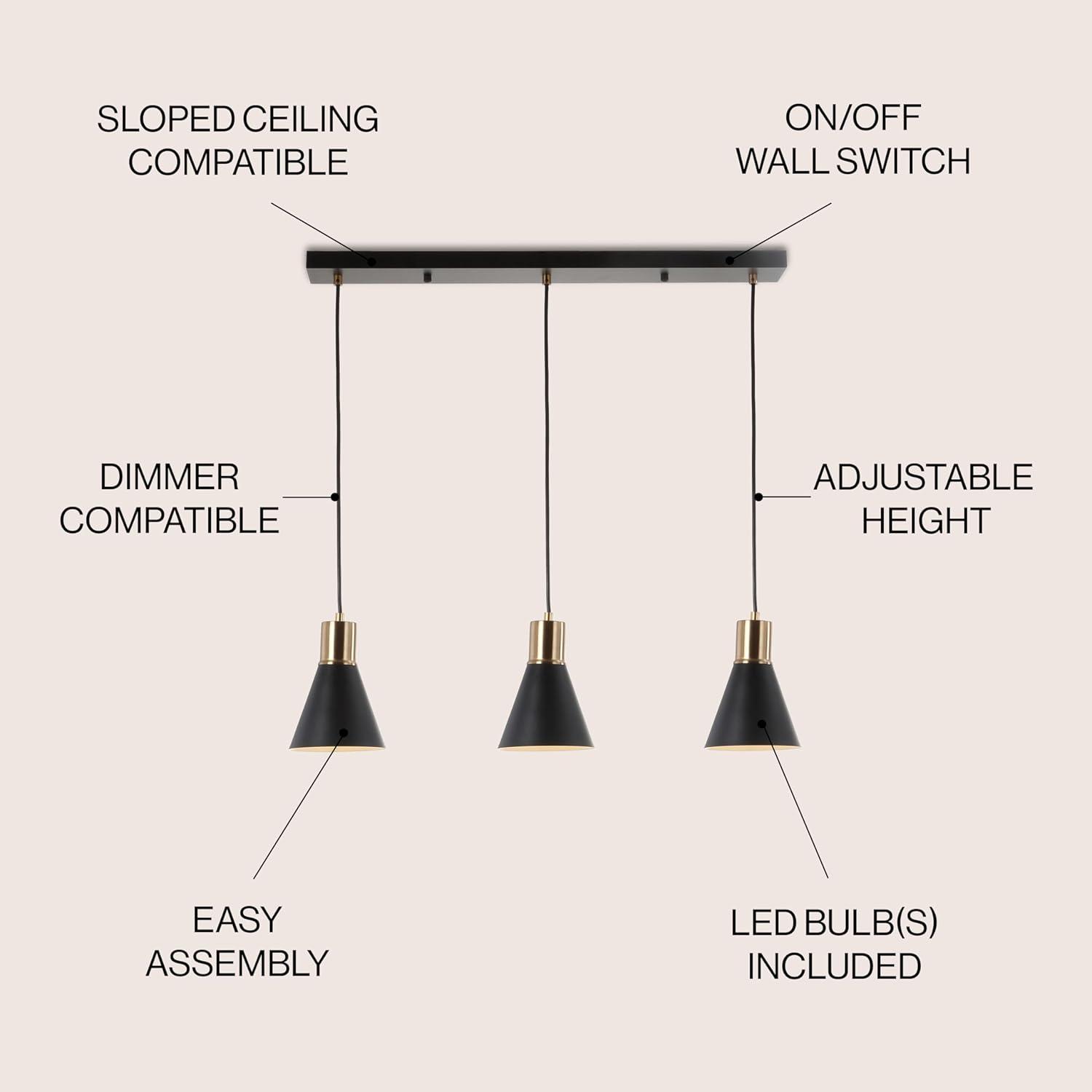 imageJONATHAN Y JYL6131A Apollo 6quot Metal LED Pendant Contemporary Dimmable Adjustable Dining Room Living Room Kitchen Foyer Bedroom Hallway BlackBrass GoldBlackBrass Gold