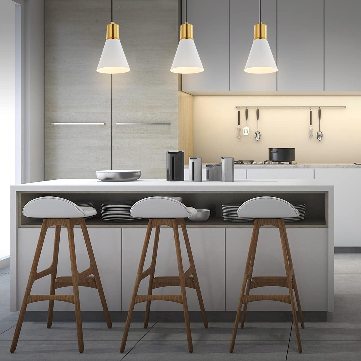 imageJONATHAN Y JYL6131A Apollo 6quot Metal LED Pendant Contemporary Dimmable Adjustable Dining Room Living Room Kitchen Foyer Bedroom Hallway BlackBrass GoldWhiteBrass Gold