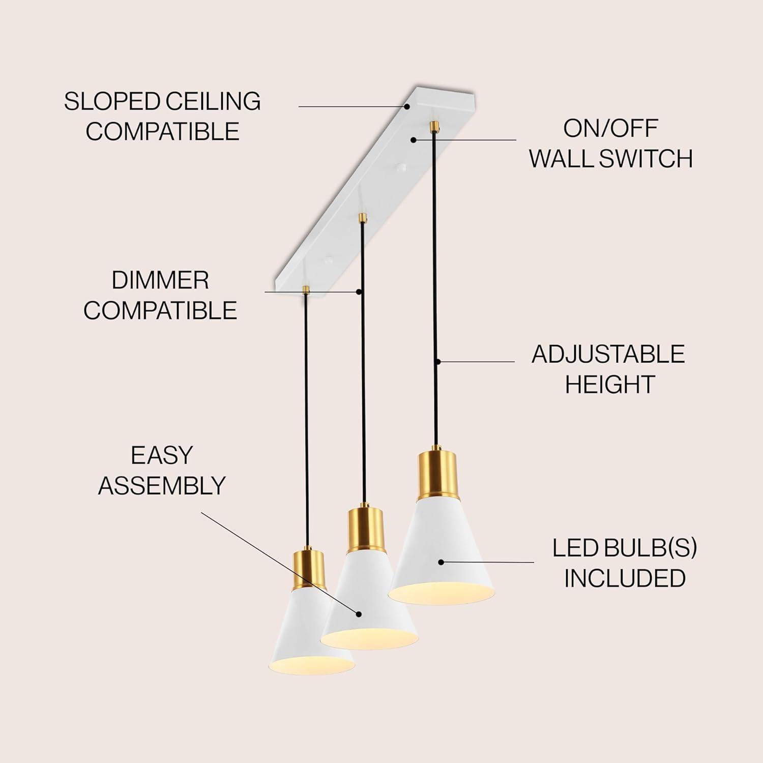 imageJONATHAN Y JYL6131A Apollo 6quot Metal LED Pendant Contemporary Dimmable Adjustable Dining Room Living Room Kitchen Foyer Bedroom Hallway BlackBrass GoldWhiteBrass Gold